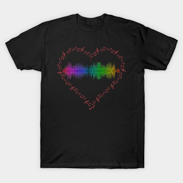 Heart shape musical notes with sound wave inside T-Shirt by Mr.Dom store